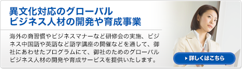 異文化対応のグローバルビジネス人材の開発や育成事業